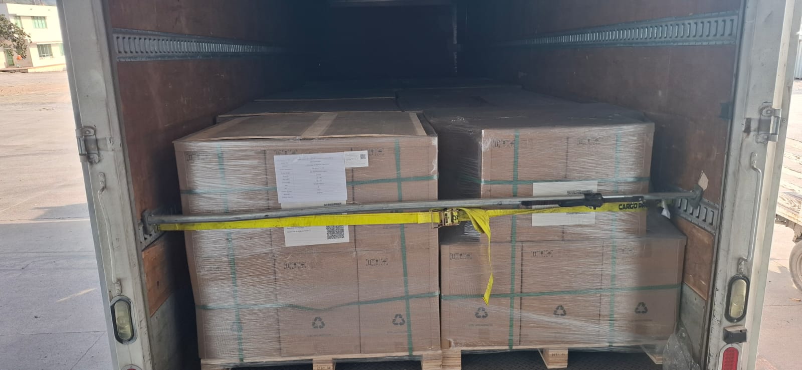 Pallets asegurados dentro de caja seca